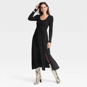 a new day Black Long-Sleeve Maxi Dress with Side Slit